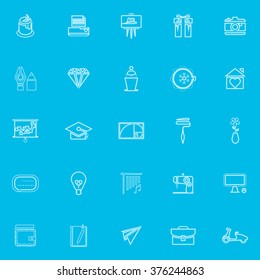 Art and creation blue line icons, stock vector
