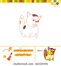 Art and creations   educational brain. Entertainment kids at home. Cartoon Illustration of Drawing Educational Task for Preschool Children with kitten