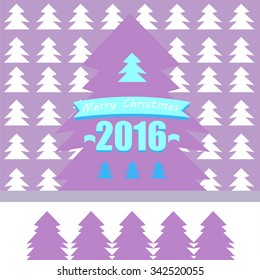 Art creative colorful new year winter holiday wallpaper vector illustration greeting card of christmas fir tree on pastel violet and white pastel background