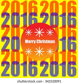 Art creative colorful new year winter holiday wallpaper vector illustration greeting card of christmas text and bright colorful number on yellow background