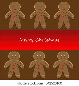 Art creative colorful new year winter holiday wallpaper vector illustration greeting card of sweet christmas ginger biscuits on brown background