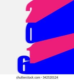 Art creative colorful new year winter holiday wallpaper vector illustration greeting card of christmas bright colorful number pink and blue colors on white background