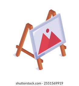 Art and creative expression in education, painting easel isometric vector