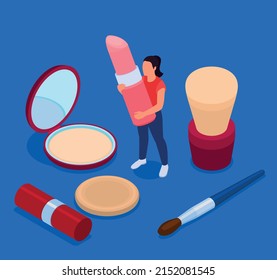 Art and creative professions isometric concept depicting makeup blogger vector illustration