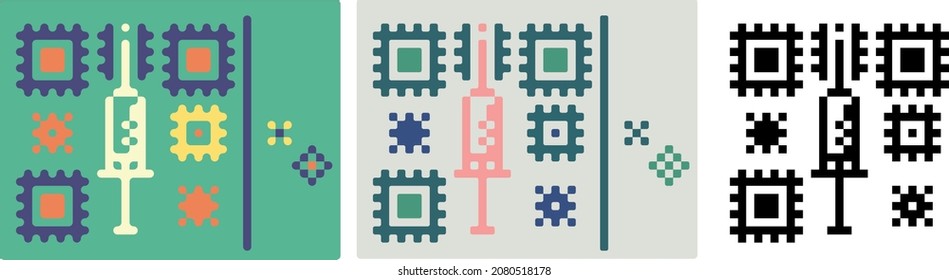 Art creative of qr-code included vaccine art and viruses