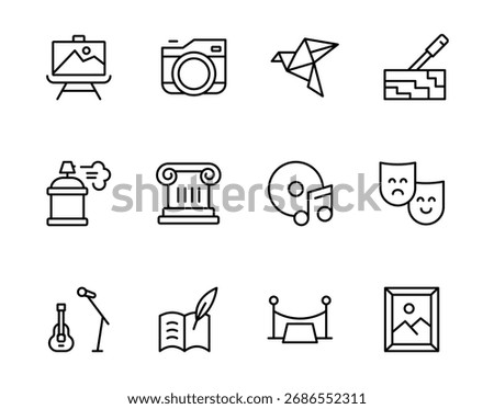 Art and Creativity Line Icons, art, creativity, hobbies, craft, entertainment,