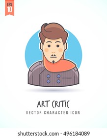 Art critic reviewer illustration People lifestyle and occupation Colorful and stylish flat vector character icon