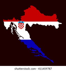 Art Croatia map flag. Vector flat