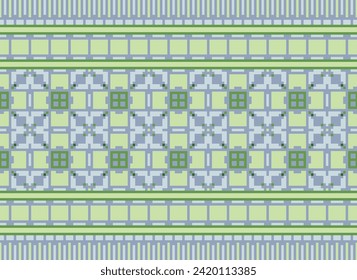 Arte de bordado de patrón sin costura de Cross Stitch, decoración, tela, fondo, diseño, decoración, vintage, tradicional, textil, adorno, étnico, textil, vector, retro, abstractos