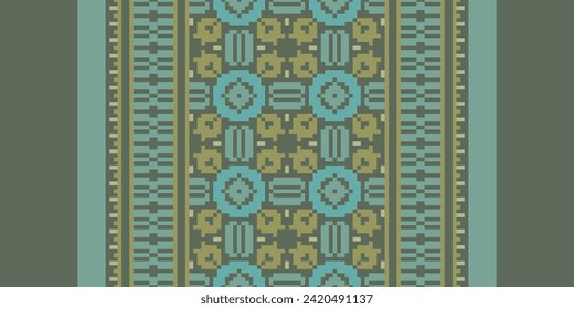 Arte de bordado de patrón sin costura de Cross Stitch, decoración, tela, fondo, diseño, decoración, vintage, tradicional, textil, adorno, étnico, textil, vector, retro, abstractos