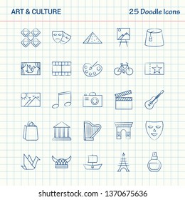Art and Culture 25 Doodle Icons. Hand Drawn Business Icon set