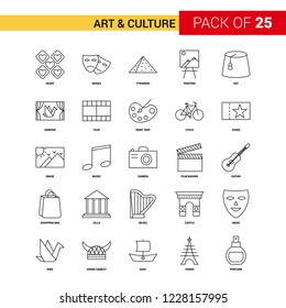 Art and Culture Black Line Icon - 25 Business Outline Icon Set
