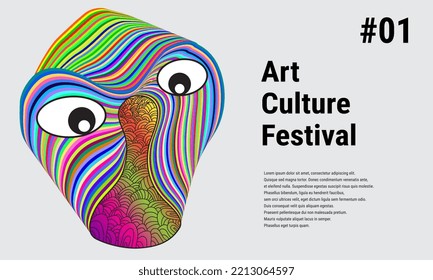 Art and Culture Festival Colorful Illustration Poster. Abstract Illustration for festival, exhibition, event, website, landing page, promotion, flyer, digital and print. Eps10