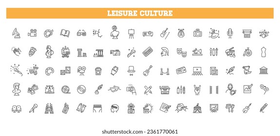 Art and culture line icons collection. Thin outline vector icons