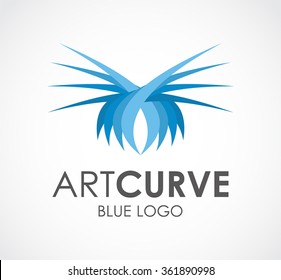 Art curve of creative wing abstract vector and logo design or template flying sky business icon of company identity symbol concept