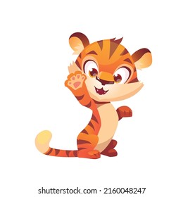 A art of a cute tiger waving 