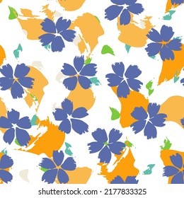 Art Daisy Vector Seamless Pattern. Little Blossom Sketch Texture. Color Ditsy Vintage Illustration. Summer Leaf Background.