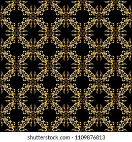 Art damask decorative seamless pattern in simple style. For textile and print. Vector illustration