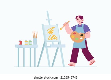 Art Day Concept Vector Illustration Idea For Landing Page Template, Literature And Painting Creative Artist, Creator Visual Culture, Representation Skill And Interactive Hobby, Hand Drawn Flat Style