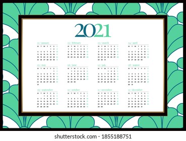 Art Deco 2021 Calendar with Pattern Illustration