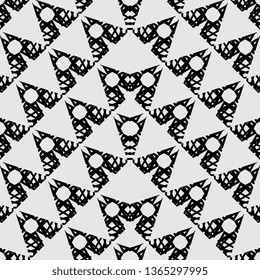 art deco abstract background of seamless feathers vector white black