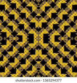 Art Deco Abstract decorative stroke textured background Seamless pattern black yellow