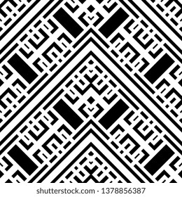 Art Deco Abstract geometric pattern with stripes, lines, Seamless background Simple lattice graphic design white black