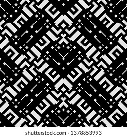 Art Deco Abstract seamless pattern with different Rectangles. Vector abstract chaotic texture with geometrical shapes. Simple figures background white black