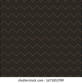 Art deco abstract seamless pattern. Vector vintage background with lines and rhombuses