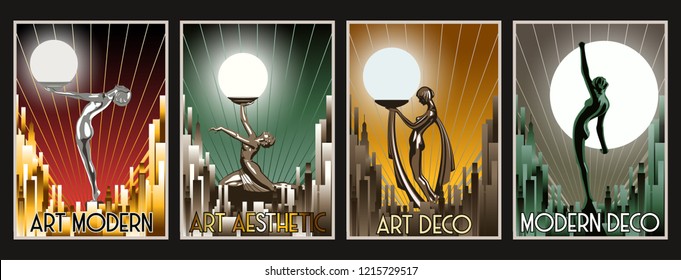 Art Deco Aesthetic Women from the 1920s Retro Posters