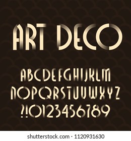 Art Deco Alphabet Typeface. Type Letters And Numbers. Vector Font For Your Design.