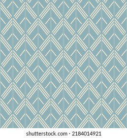 Art Deco arrow pattern. Luxury blue and beige ornamental geometric decor. 