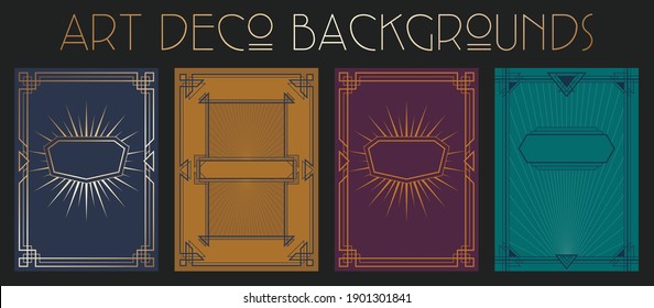 Art Deco Backgrounds, Retro Poster Templates, 1920s, 1930s, 1940s Decorative Frames