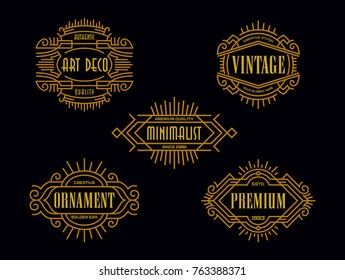 Art Deco Badges Modern Minimalism Line Art Ornament Frame Decorative Old Fashioned Graphic Design Element