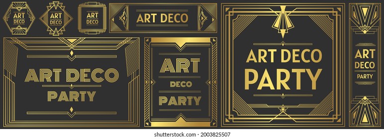 Art deco banner templates. Vintage frames for labels and invitation cards