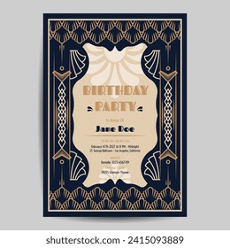 Art Deco Birthday Flyer Invitation