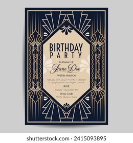 Art Deco Birthday Flyer Invitation