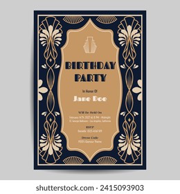 Art Deco Birthday Flyer Invitation