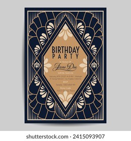 Invitación al volante de cumpleaños Art Deco