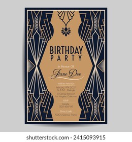 Art Deco Birthday Flyer Invitation