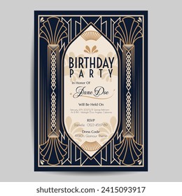 Art Deco Birthday Flyer Invitation