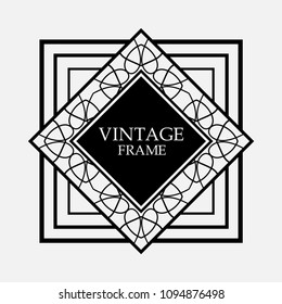 Art Deco black ornamental decorative frame. Vintage template