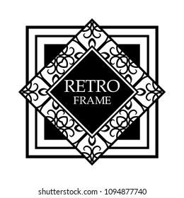 Art Deco black ornamental decorative frame. Vintage template