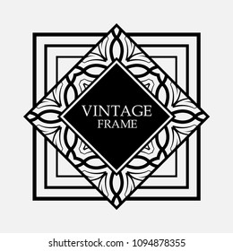 Art Deco black ornamental decorative frame. Vintage template