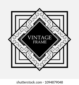 Art Deco black ornamental decorative frame. Vintage template