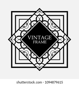 Art Deco black ornamental decorative frame. Vintage template