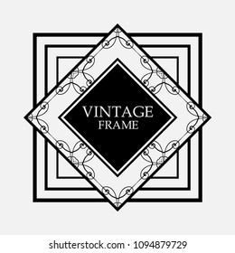 Art Deco black ornamental decorative frame. Vintage template