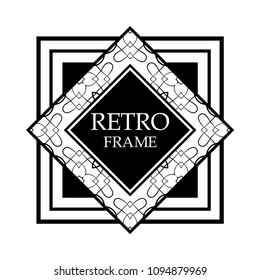 Art Deco black ornamental decorative frame. Vintage template