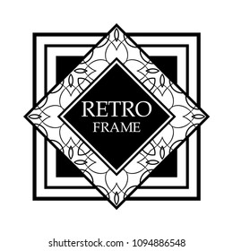 Art Deco black ornamental decorative frame. Vintage template
