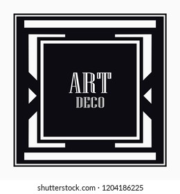 Art Deco black ornamental decorative frame. Vintage ornate border